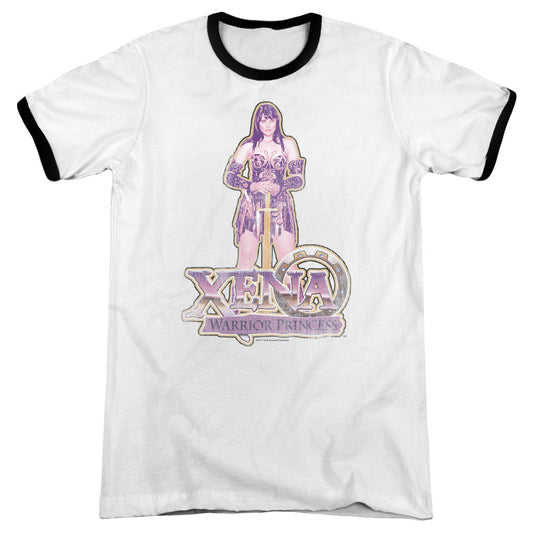 Xena Stand Heather Ringer Mens T Shirt White Black