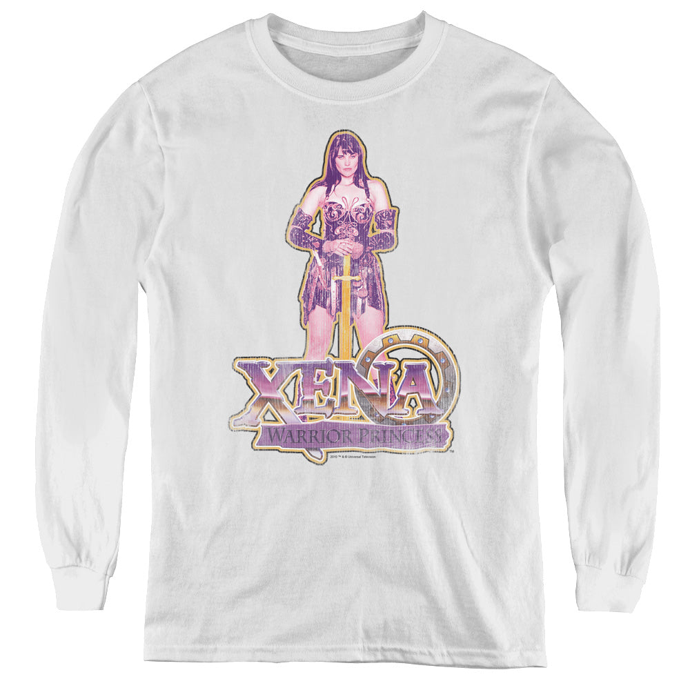 Xena Stand Long Sleeve Kids Youth T Shirt White