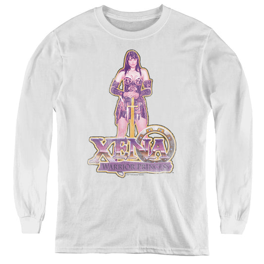 Xena Stand Long Sleeve Kids Youth T Shirt White