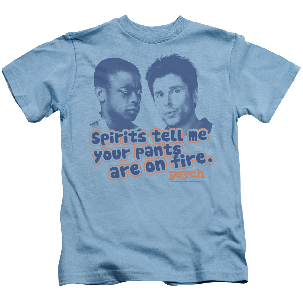 Psych Pants On Fire Juvenile Kids Youth T Shirt Carolina Blue