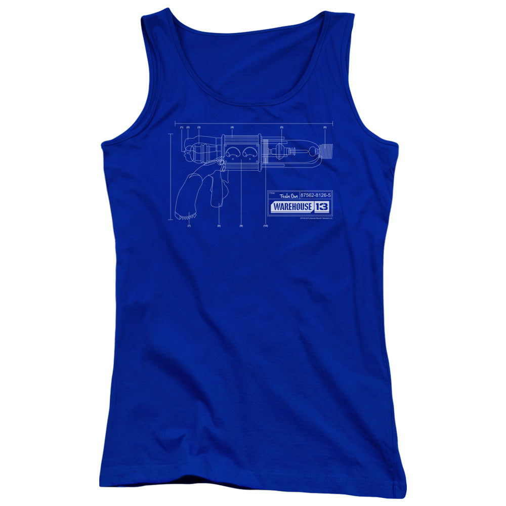 Warehouse 13 Tesla Gun Womens Tank Top Shirt Royal Blue