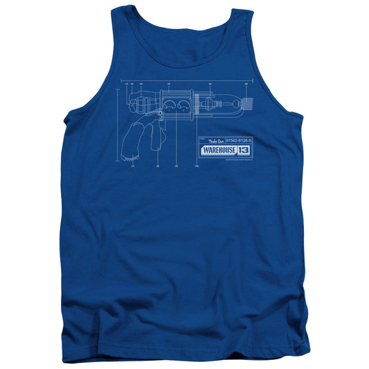 Warehouse 13 Tesla Gun Mens Tank Top Shirt Royal Blue