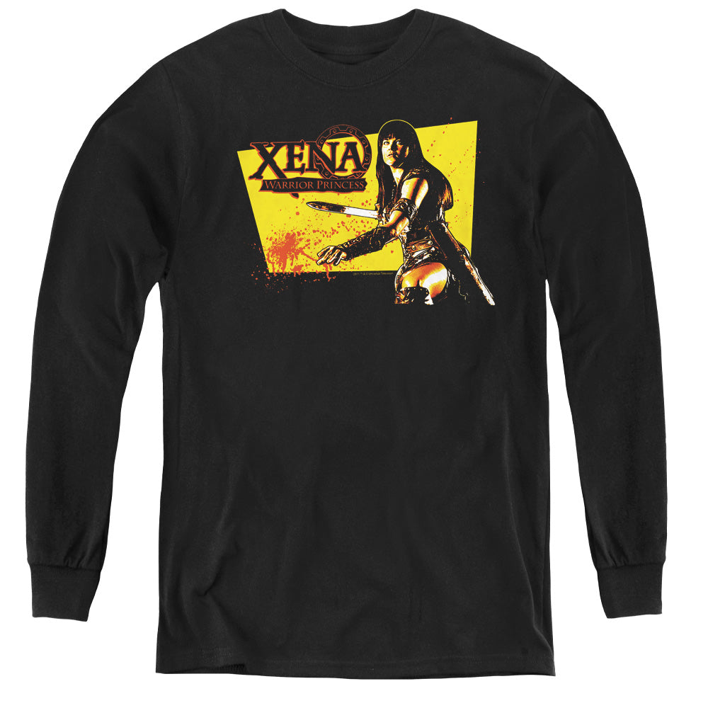 Xena Cut Up Long Sleeve Kids Youth T Shirt Black