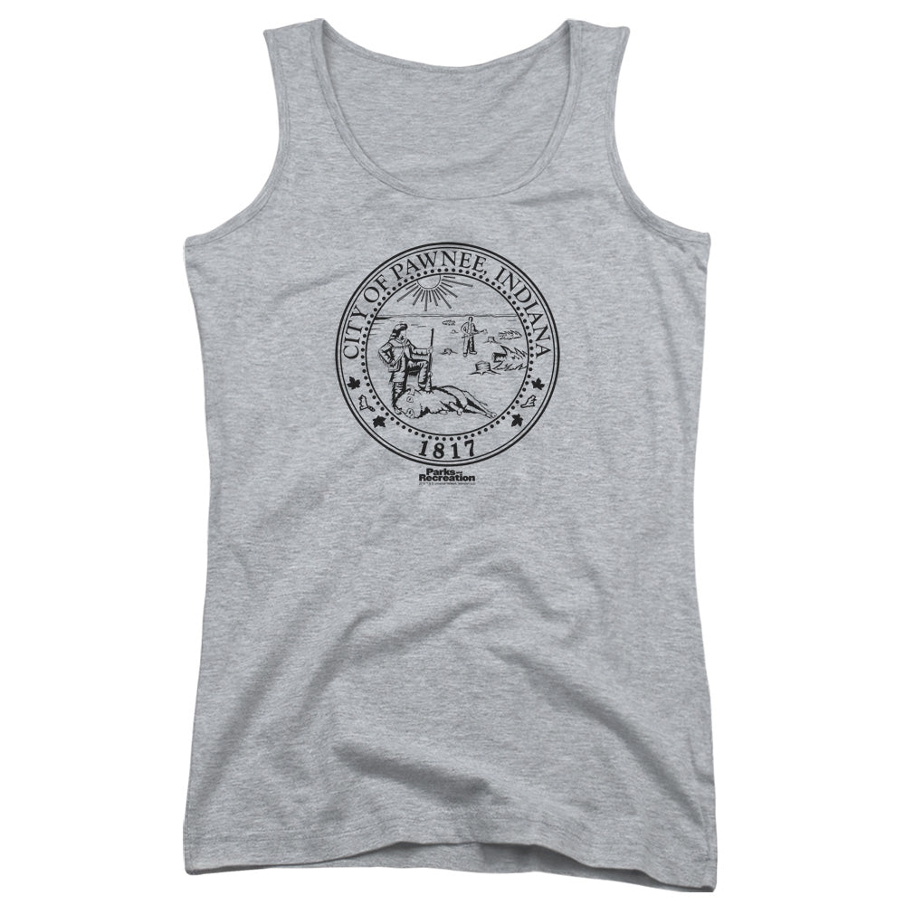 Parks And Rec Pawnee Seal Womens Tank Top Shirt Athletic Heather