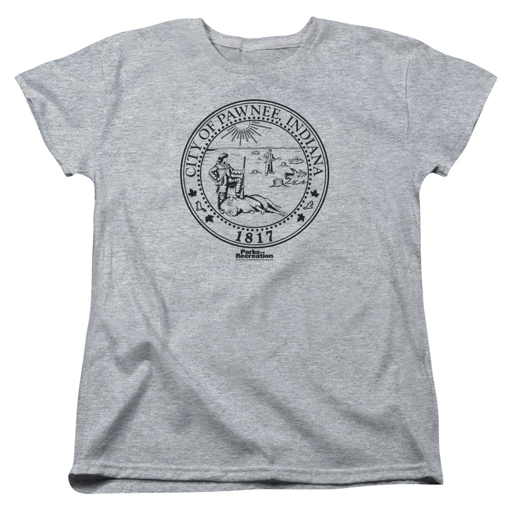 Parks And Rec Pawnee Seal Womens T Shirt Athletic Heather