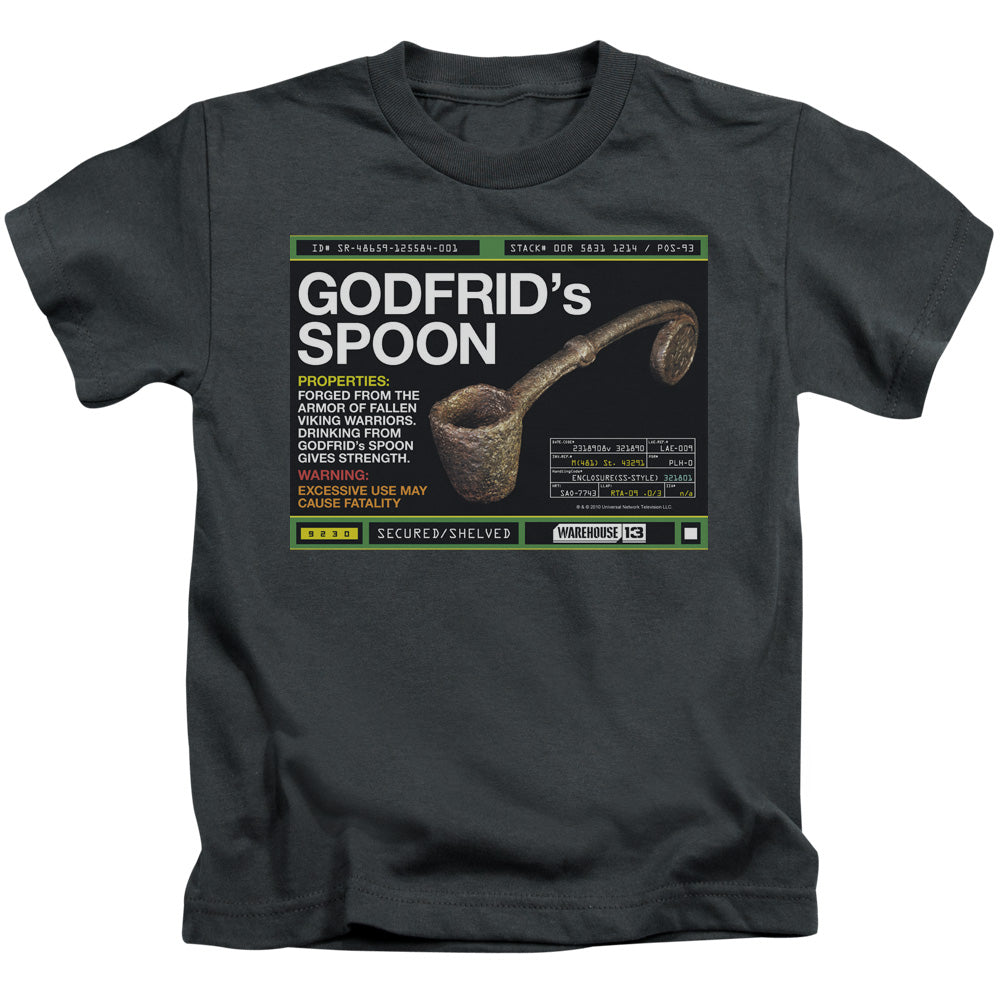 Warehouse 13 Godfrid Spoon Juvenile Kids Youth T Shirt Charcoal