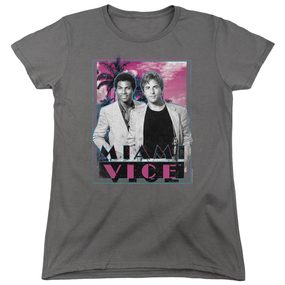 Miami Vice Gotchya Womens T Shirt Charcoal