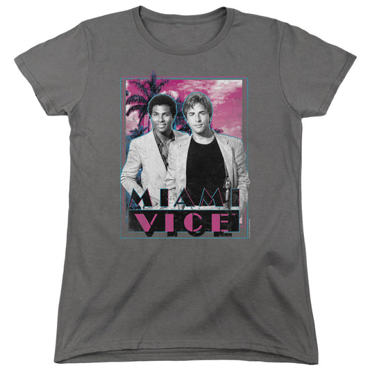 Miami Vice Gotchya Womens T Shirt Charcoal