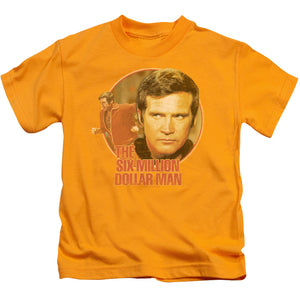 Six Million Dollar Man Run Faster Juvenile Kids Youth T Shirt Gold