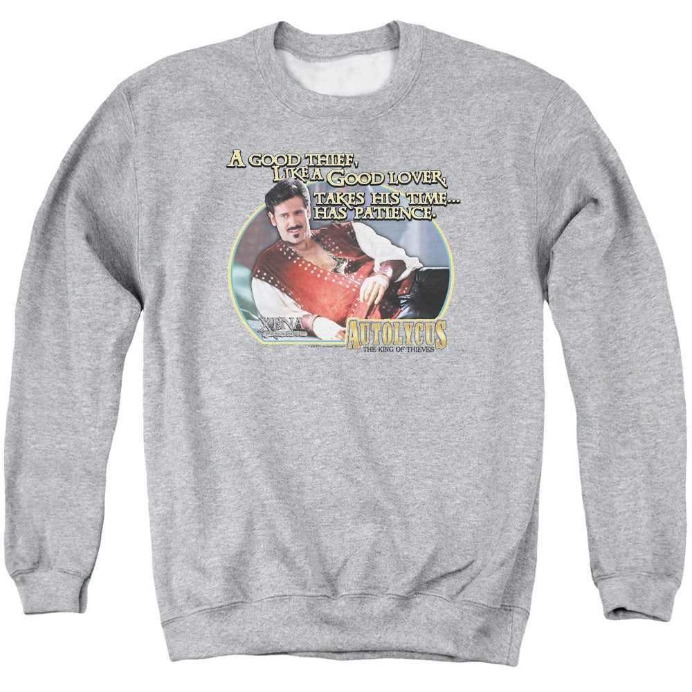 Xena A Good Thief Mens Crewneck Sweatshirt Athletic Heather