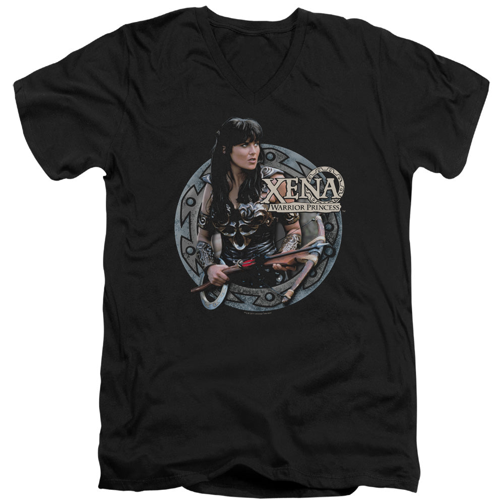 Xena The Warrior Mens Slim Fit V Neck T Shirt Black