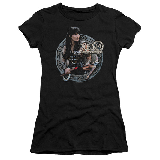 Xena The Warrior Junior Sheer Cap Sleeve Womens T Shirt Black