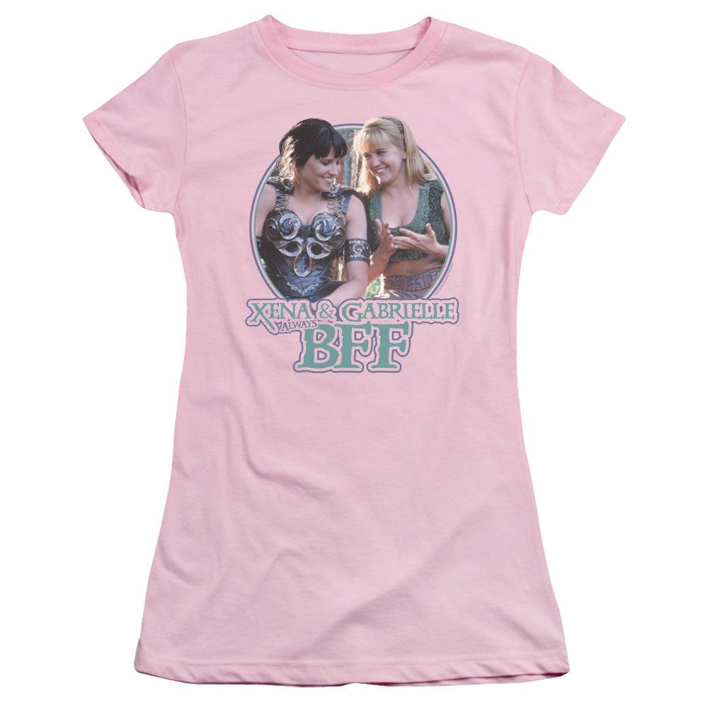 Xena Bff Junior Sheer Cap Sleeve Womens T Shirt Pink