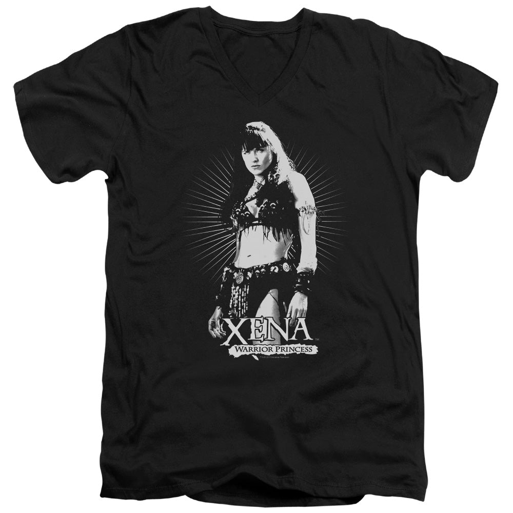 Xena Dont Mess With Me S S Adult V Neck Black