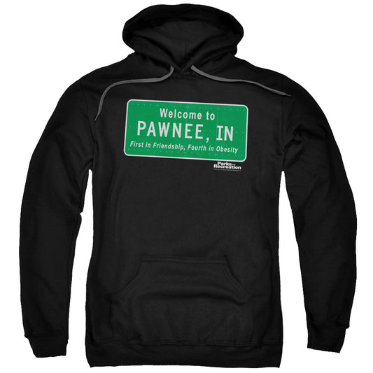 Parks And Rec Pawnee Sign Mens Hoodie Black