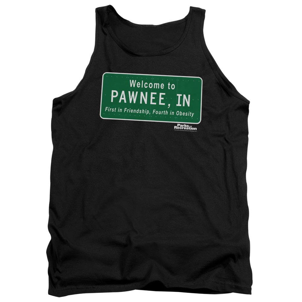 Parks And Rec Pawnee Sign Mens Tank Top Shirt Black