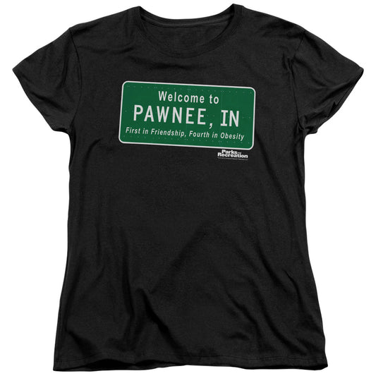 Parks And Rec Pawnee Sign Womens T Shirt Black