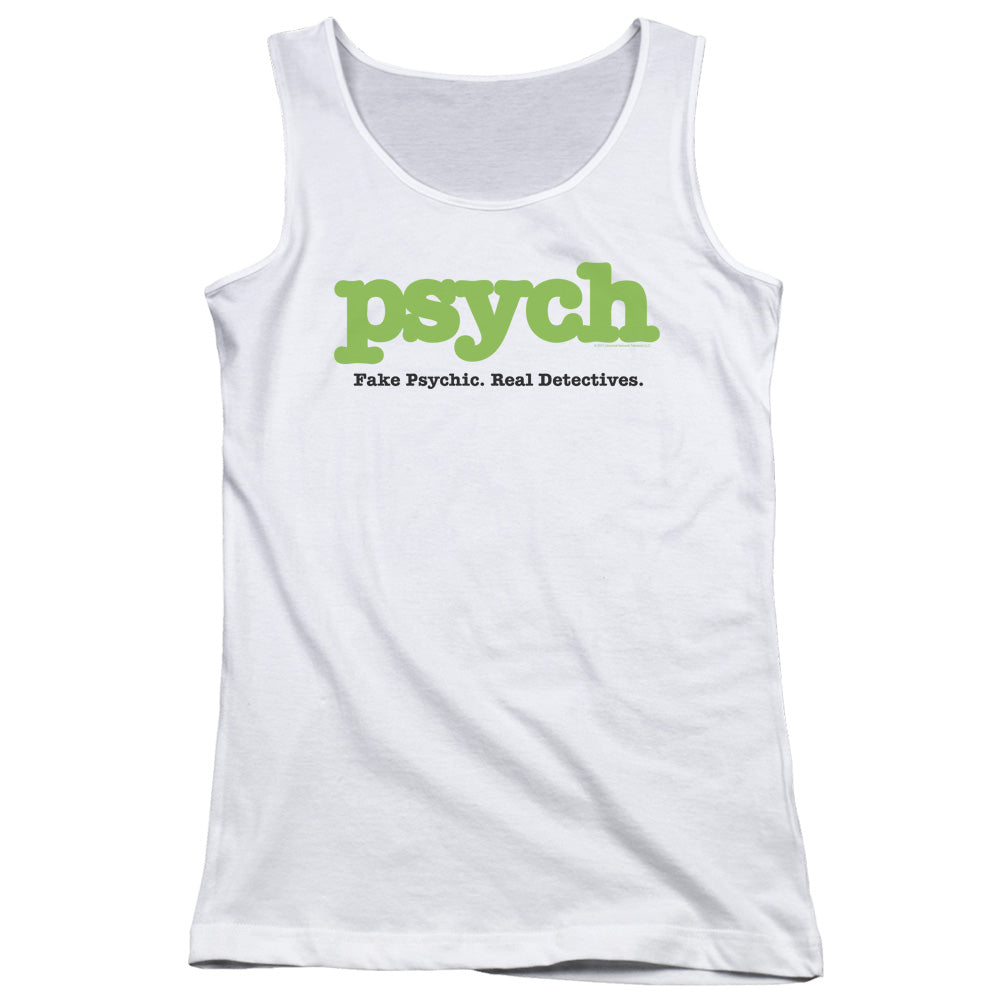 Psych Title Womens Tank Top Shirt White