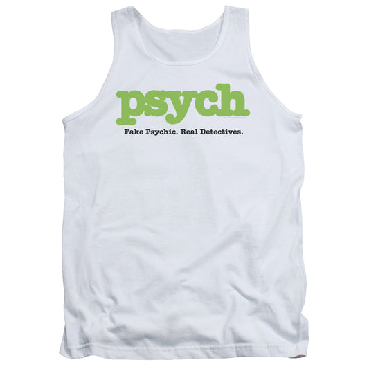 Psych Title Mens Tank Top Shirt White