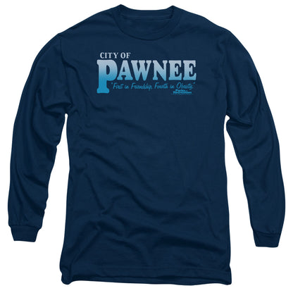 Parks And Rec Pawnee Mens Long Sleeve Shirt Navy