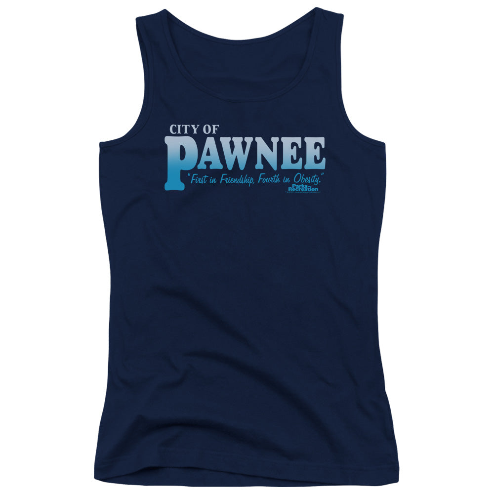 Parks And Rec Pawnee Womens Tank Top Shirt Navy