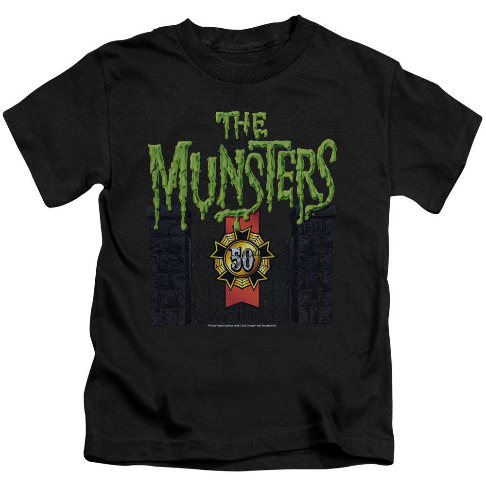 The Munsters 50 Year Logo Juvenile Kids Youth T Shirt Black