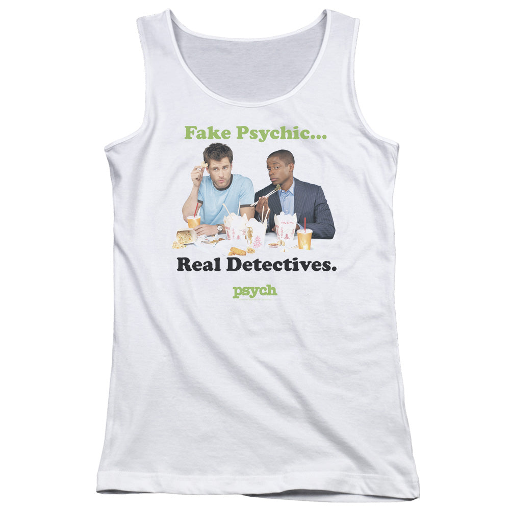 Psych Take Out Womens Tank Top Shirt White