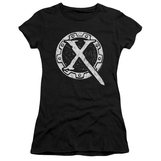 Xena Sigil Junior Sheer Cap Sleeve Womens T Shirt Black