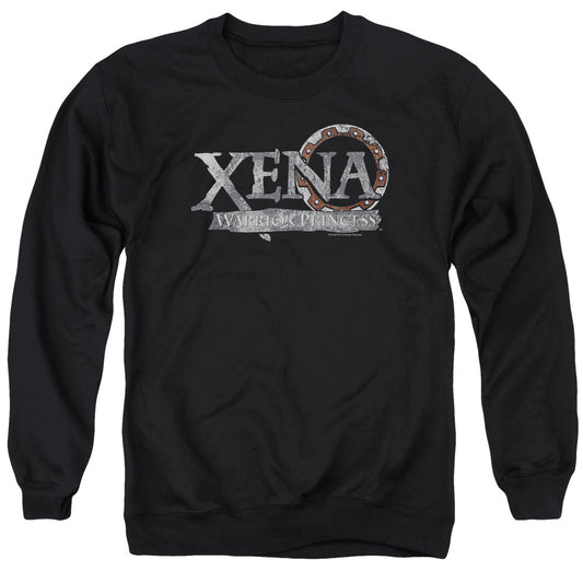 Xena Battered Logo Mens Crewneck Sweatshirt Black