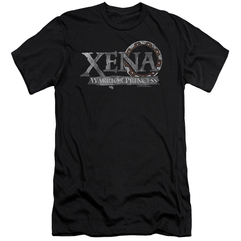 Xena Battered Logo Slim Fit Mens T Shirt Black