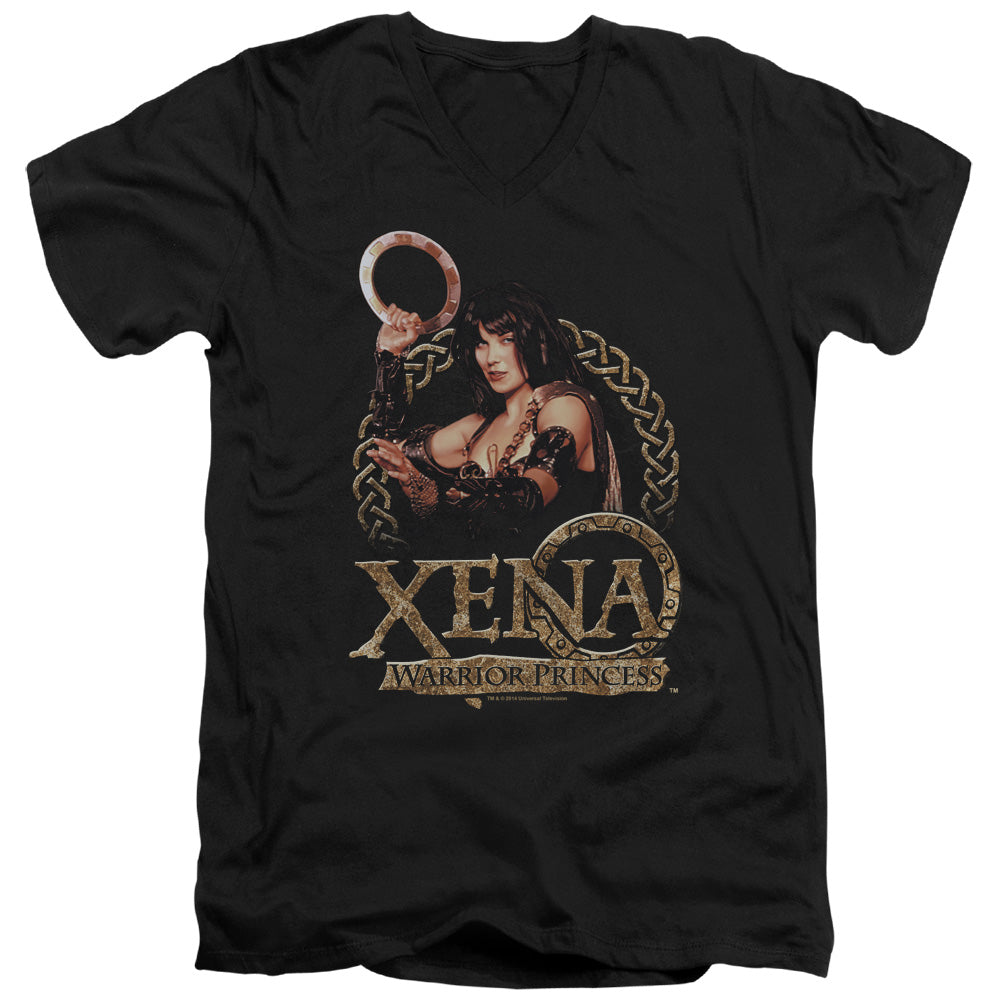 Xena Royalty Mens Slim Fit V Neck T Shirt Black