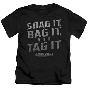 Warehouse 13 Snag It Juvenile Kids Youth T Shirt Black