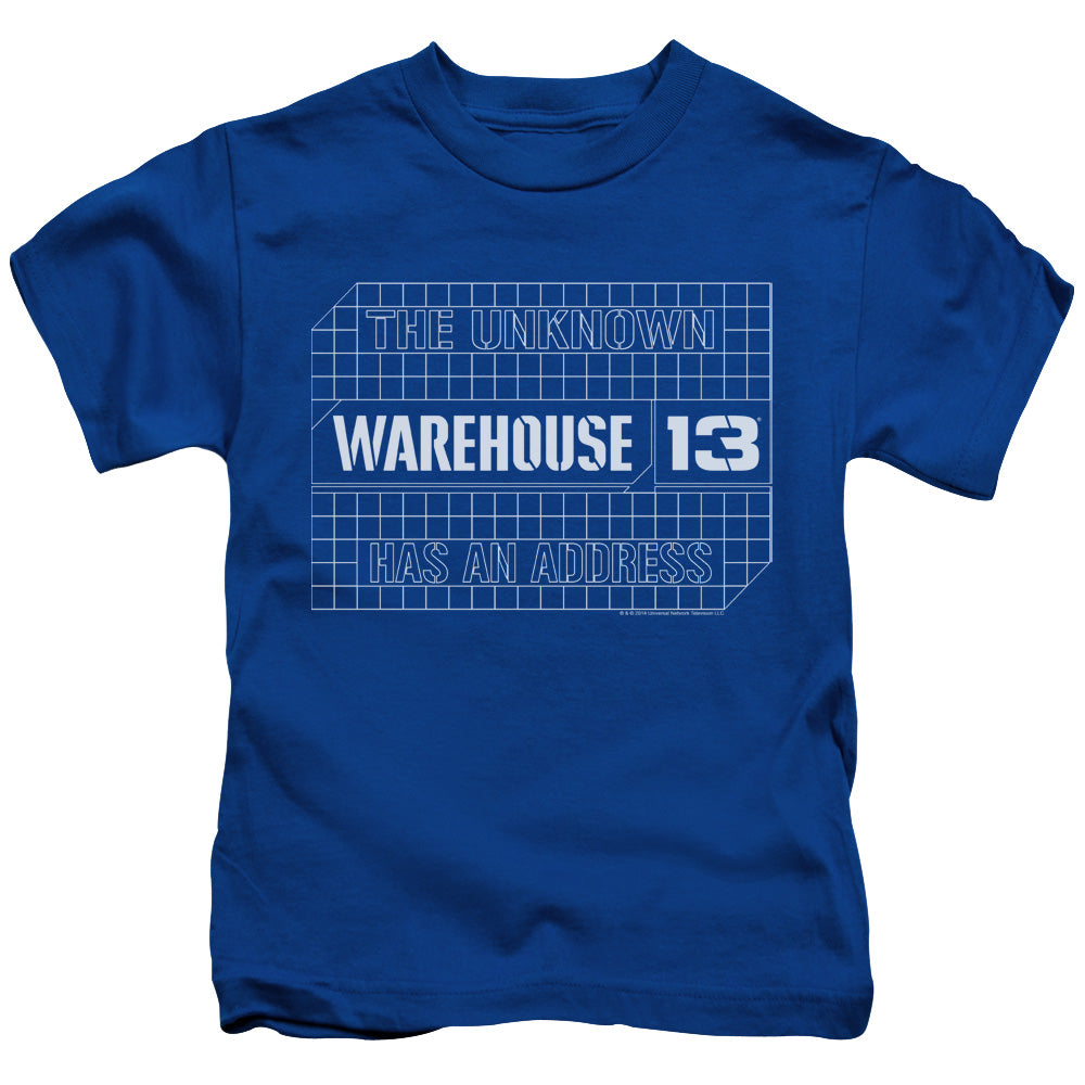 Warehouse 13 Blueprint Logo Juvenile Kids Youth T Shirt Royal Blue