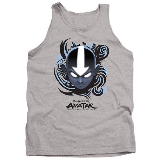 Avatar The Last Airbender Airbender Blue And Black Kanji Mens Tank Top Shirt Athletic Heather