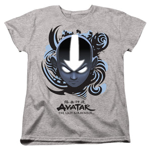 Avatar The Last Airbender Airbender Blue And Black Kanji Womens T Shirt Athletic Heather