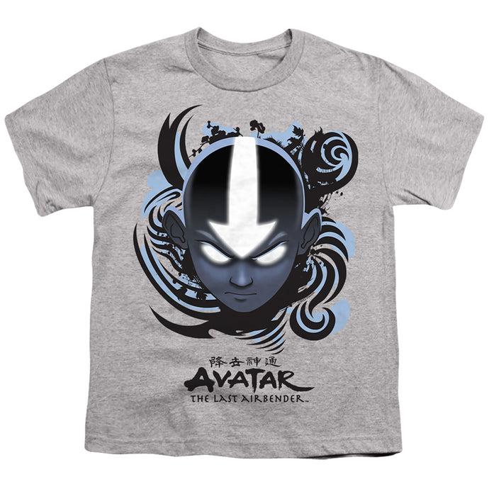 Avatar The Last Airbender Airbender Blue And Black Kanji Kids Youth T Shirt Athletic Heather