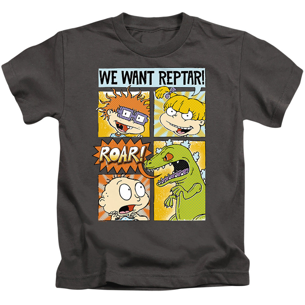 Rugrats We Want Reptar! Comic Juvenile Kids Youth T Shirt Charcoal Officially Licensed