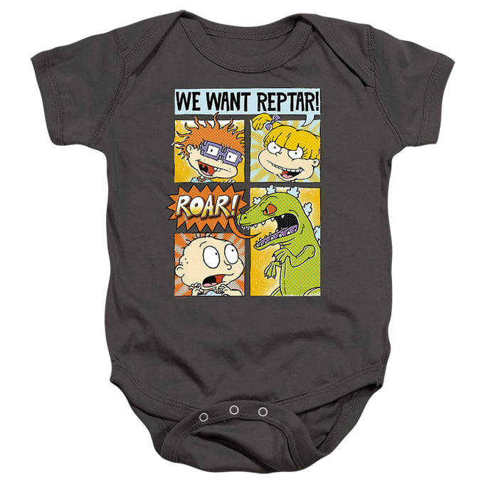 Rugrats We Want Reptar! Comic Infant Baby Snapsuit Charcoal