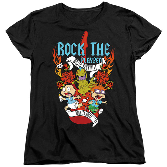 Rugrats Rock The Playpen Music Festival Womens T Shirt Black Officially Licensed