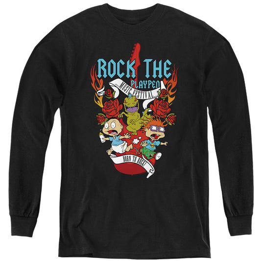 Rugrats Rock The Playpen Music Festival Long Sleeve Kids Youth T Shirt Black Officially Licensed