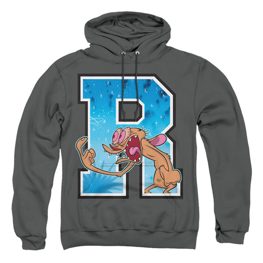 Ren And Stimpy R Is For Ren Mens Hoodie Charcoal