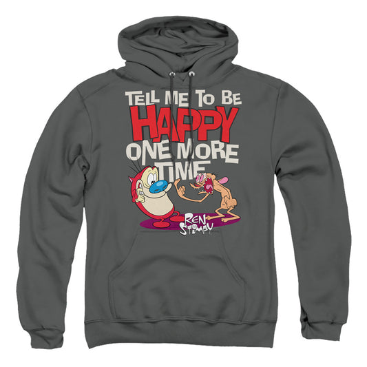 Ren And Stimpy Tell Me To Be Happy Mens Hoodie Charcoal