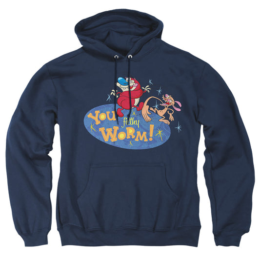 Ren And Stimpy You Filthy Worm! Mens Hoodie Navy