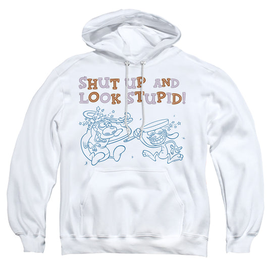 Ren And Stimpy Shut Up And Look Stupid! Mens Hoodie White