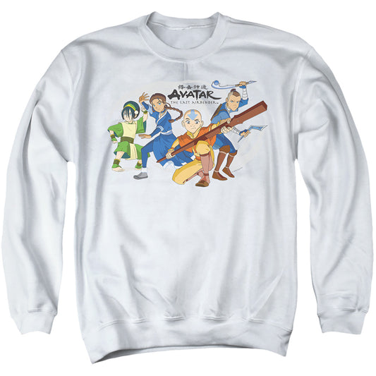 Avatar The Last Airbender Avatars Group Mens Crewneck Sweatshirt White Officially Licensed