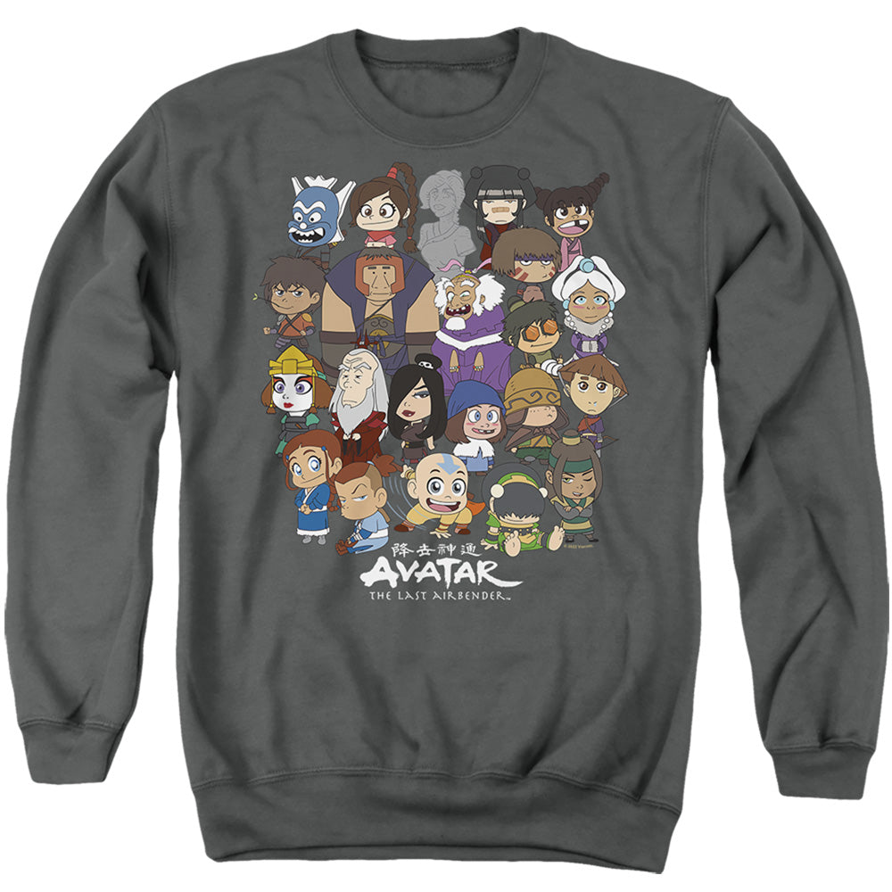 Avatar The Last Airbender Chibi Group Mens Crewneck Sweatshirt Charcoal