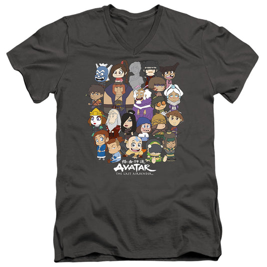 Avatar The Last Airbender Chibi Group Mens Slim Fit V-Neck T Shirt Charcoal Officially Licensed