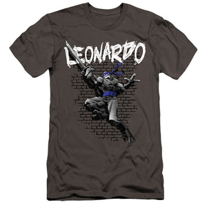 Teenage Mutant Ninja Turtles Teenage Mutant Ninja Turtles Leonardo Premium Bella Canvas Slim Fit Mens T Shirt Charcoal