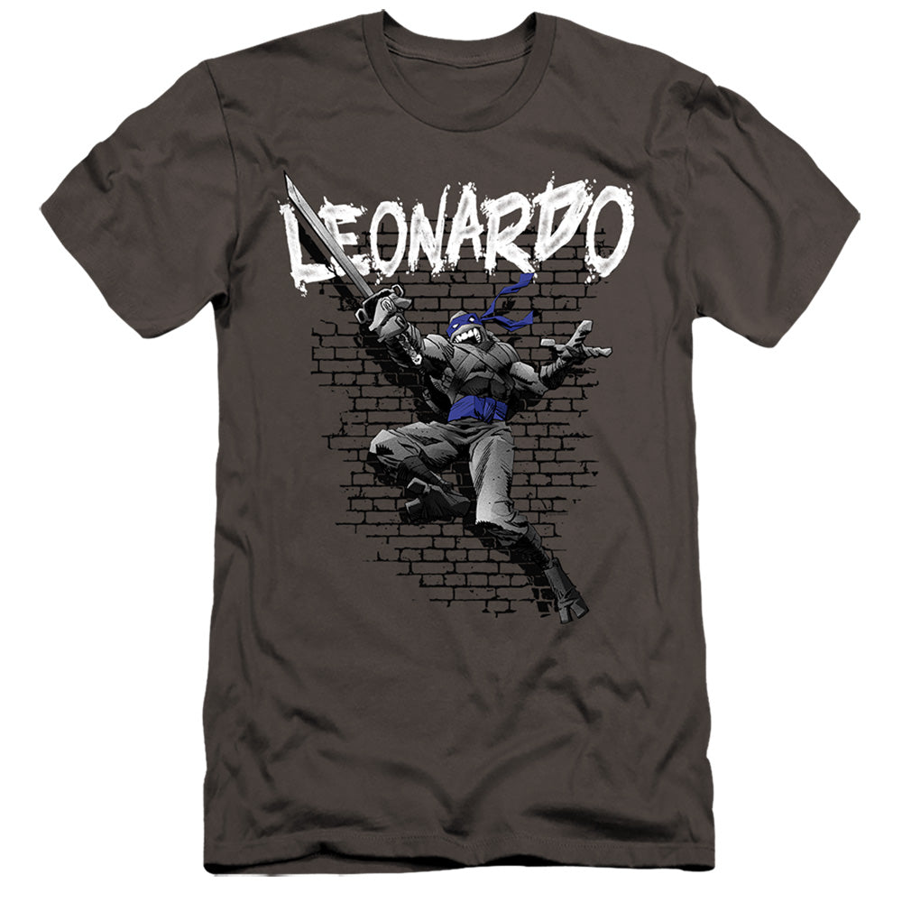 Teenage Mutant Ninja Turtles Teenage Mutant Ninja Turtles Leonardo Premium Bella Canvas Slim Fit Mens T Shirt Charcoal