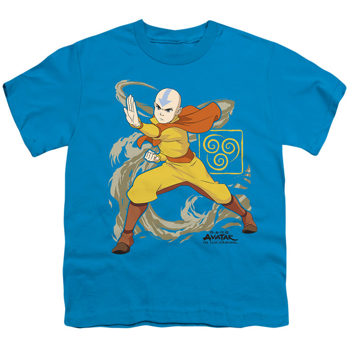 Avatar The Last Airbender Aang Wind Blast Kids Youth T Shirt Turquoise